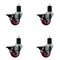 Service Caster 3'' Red Poly Swivel 1-3/4'' Expanding Stem Caster Set with Brake, 4PK SCC-EX20S314-PPUB-RED-PLB-134-4 - alternate 1